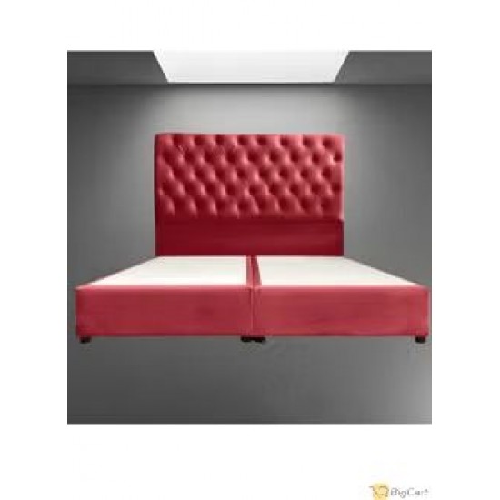 Wooden Bed Decor with Velvet Upholstery in Modern Luxury Design - 190x90Red