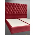 Wooden Bed Decor with Velvet Upholstery in Modern Luxury Design - 190x90Red