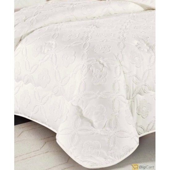  Set Double bed comforter with a prominent pattern, consisting of 6 pieces white