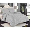  Set Double bed comforter with a prominent pattern, consisting of 6 pieces light gray
