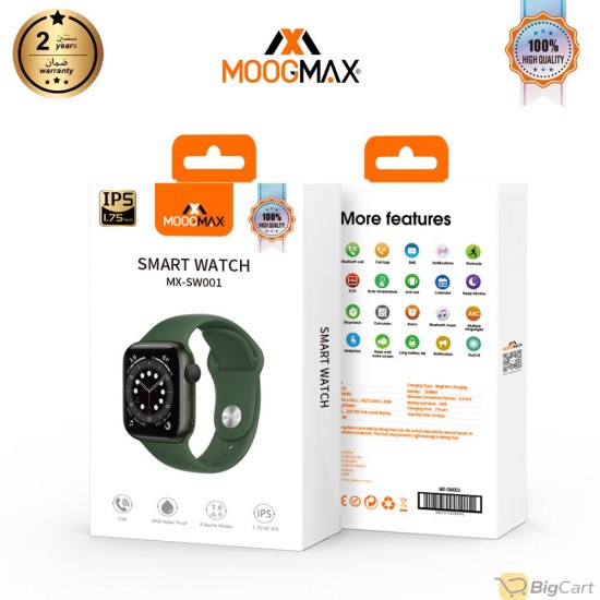 ساعة ذكية من موج ماكس بمقاس 44 الاصدار السادس لون أخضر MX-SW001