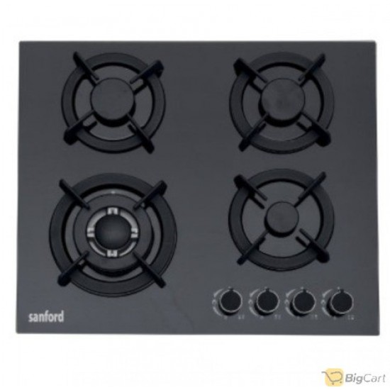 Sanford 4 Burner Black Glass Gas Hob - SF5454GH