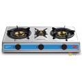 Ampex IGS 125 High Efficiency 3 Burner Stainless Steel Gas Stove with Self Ignition Knobs