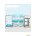 Toy Cabinet with Bookshelf and Clothes Hanger - Blue-Grey - FJY-95Grey