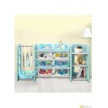 Toy Cabinet with Bookshelf and Clothes Hanger - Blue-Grey - FJY-95Grey