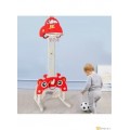 3 in 1 Car Shaped Basketball Set Combines Basketball, Football and Hoop Shooting Game - Red - FJY-68