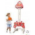 3 in 1 Car Shaped Basketball Set Combines Basketball, Football and Hoop Shooting Game - Red - FJY-68