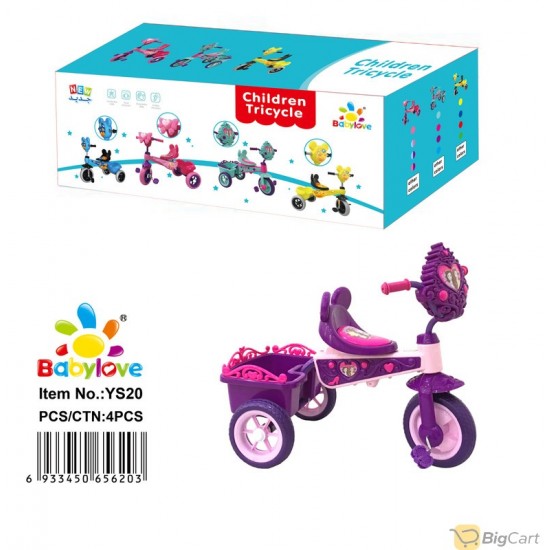  Baby love Children Tricycle 25-20Ys 36x19x24cm-Pink/Purple