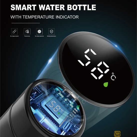 زجاجة مياه MOOGMAX الذكية بدرجة حرارة MX-VC001 لون أسود