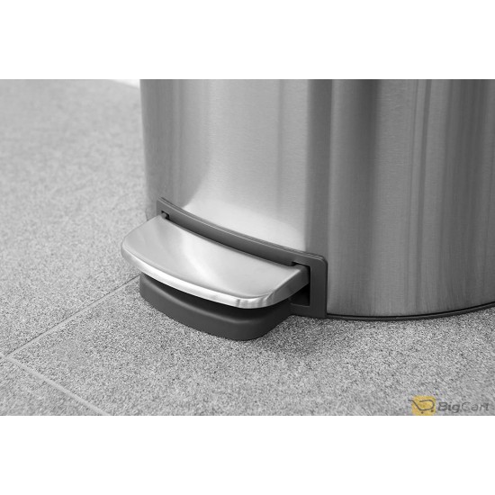 Pedal Bin Flatback+, 30 Litre, Soft Closing, Plastic Inner Bucket - Matt Steel Fingerprint Proof