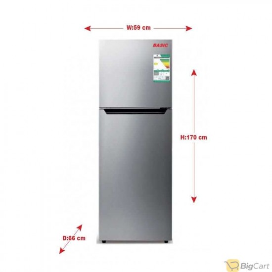 Basic Double Door Refrigerator 12 Feet - Silver BRD-480ML