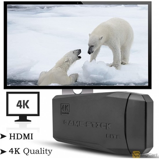 جهاز تشغيل العاب الفيديو الرقمية على التلفزيون بدقة 4K مع وحدات تحكم لاسلكية 2.4G بطاقة TF مدمجة 64GB تضم 10000 لعبة كلاسيكية فقط قم بالتوصيل وابدا اللعب متوافق مع منافذ HDMI