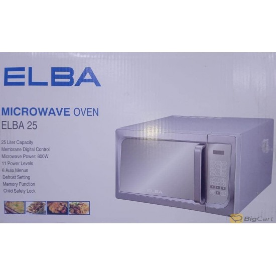 ELBA Digital Steel Microwave Oven, 25 Liter Capacity, 800 Watt, ELBA25