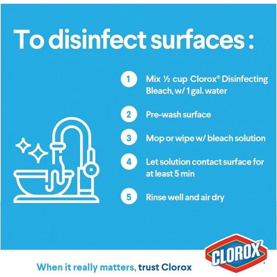 Clorox Original Liquid Bleach, Household Cleaner And Disinfectant, Kills 99.9% Germs And Viruses, 470ml