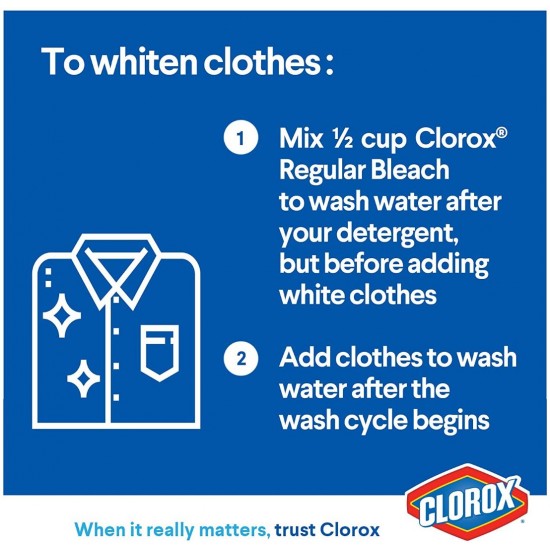 Clorox Original Liquid Bleach, Household Cleaner And Disinfectant, Kills 99.9% Germs And Viruses, 470ml