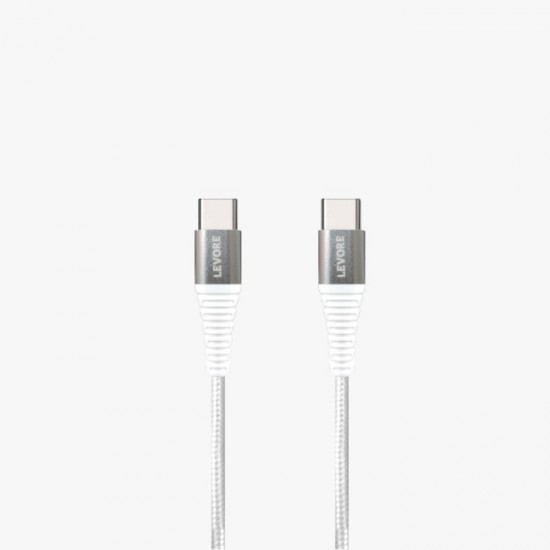 LEVORE 1M Nylon Braided USB C to USB C Cable White LC5211-WH