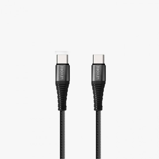 LEVORE 1M Nylon Braided USB C to USB C Cable Black LC5211-BK