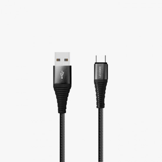 LEVORE 1M Nylon Braided UAB A to USB C Cable Black
