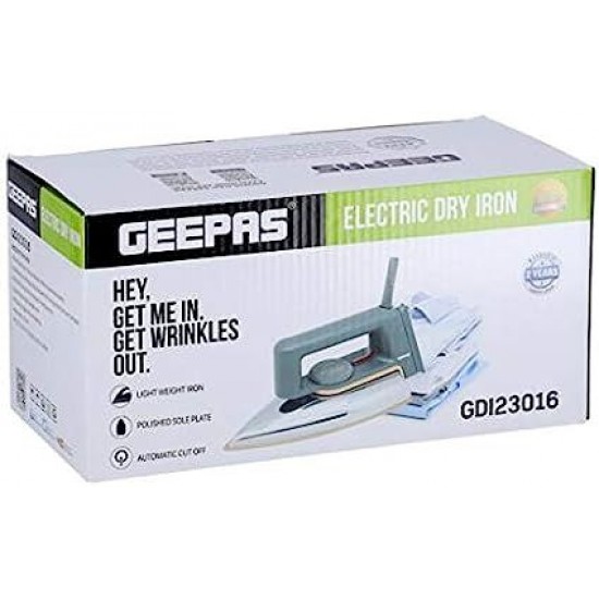 Geepas Adjustable Thermostat Control Dry Iron 1200 W GDI23016 Grey