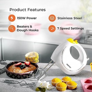 Handheld Mixer Set With 2 Stainless Steel Beaters And 2 Dough