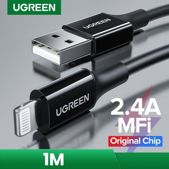 سلك شاحن يوجرين USB إلى آيفون بطول 1 م - أسود