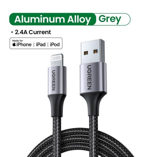 UGreen Aluminum Braided Charging and Sync Data Cable USB to Lightning 1m - Black