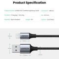 UGreen Aluminum Braided Charging and Sync Data Cable USB to Lightning 1m - Black