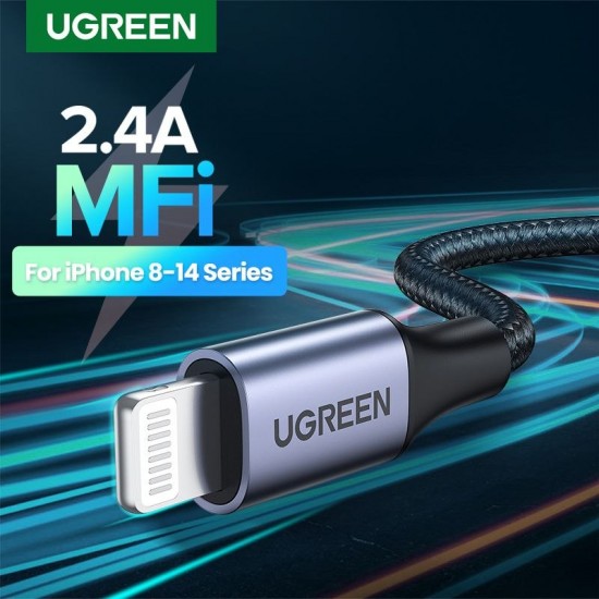 UGreen Aluminum Braided Charging and Sync Data Cable USB to Lightning 1m - Black