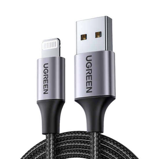 UGreen Aluminum Braided Charging and Sync Data Cable USB to Lightning 1m - Black