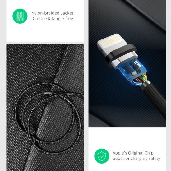 UGreen Aluminum Braided Charging and Sync Data Cable USB to Lightning 1m - Black