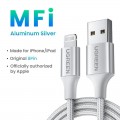 UGreen Alu Case Braided Charging and Sync Data Cable USB to Lightning 1m - Silver