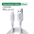 UGreen Alu Case Braided Charging and Sync Data Cable USB to Lightning 1m - Silver