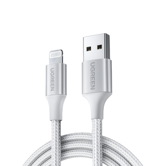 UGreen Alu Case Braided Charging and Sync Data Cable USB to Lightning 1m - Silver