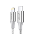 UGreen Aluminum Braided Charging and Sync Data Cable USB-C to Lightning 1m - Silver