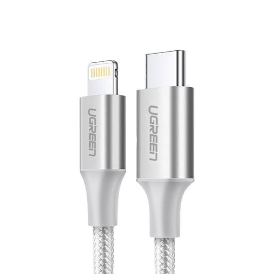 UGreen Aluminum Braided Charging and Sync Data Cable USB-C to Lightning 1m - Silver