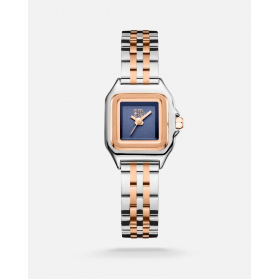Classic women's watch in silver and copper color