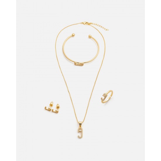 A charming gynecological set of zircon in a golden color
