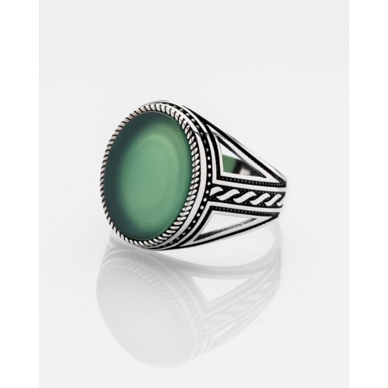Classic Silver Ring Green Green