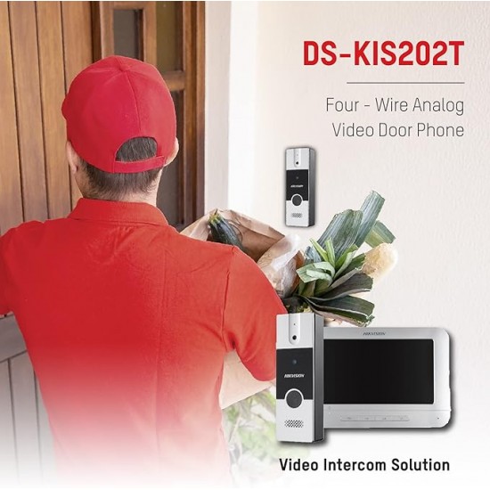 Hikvision Wired Analog Video Intercom System with 7" Thin Film Transistor LCD Display | 1080p resolution | Built-in microphone and speaker Echo and noise cancellation | Single call button (DS-KIS202T), coaxial\n