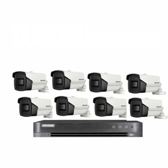 عدد 8 كاميرات 8 ميجـا - خارجية رؤية ليلية 60 متر مع جهاز تسجيل 8 قنوات (HD)
